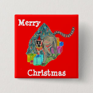 Christmas Lemur 15 Cm Square Badge