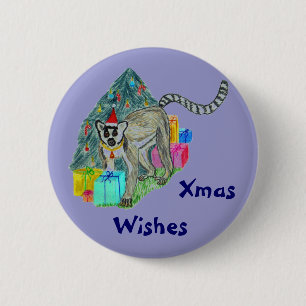 Christmas Lemur 6 Cm Round Badge