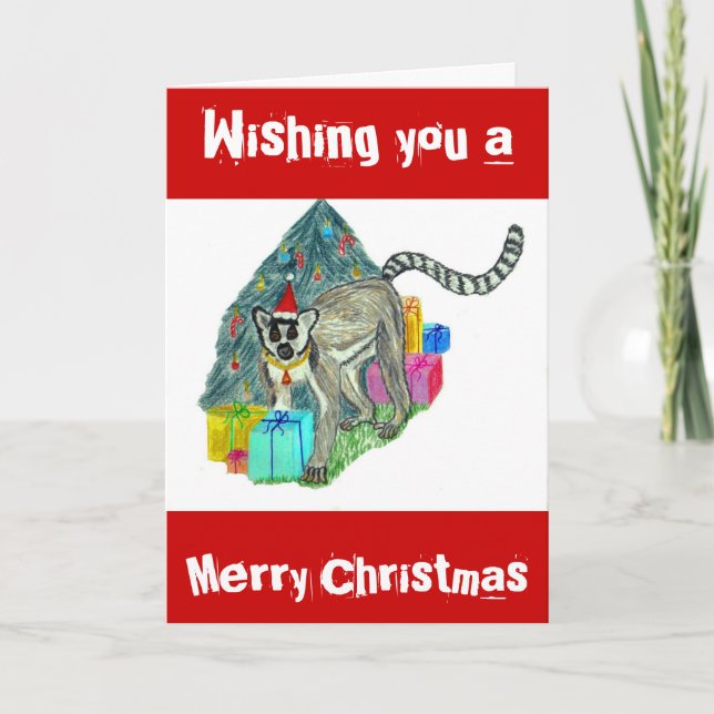 Christmas Lemur Holiday Card (Front)