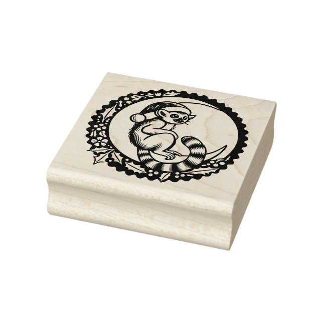 Christmas Lemur                                    Rubber Stamp (Stamp)