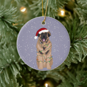 Christmas Leonberger Ceramic Tree Decoration