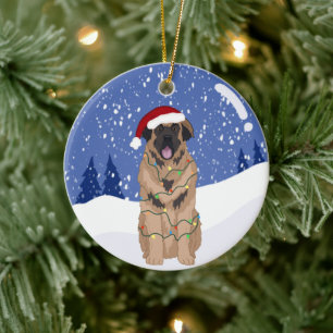 Christmas Leonberger Ceramic Tree Decoration