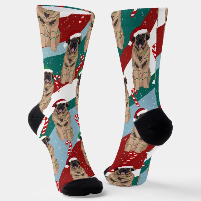Christmas Leonberger  Socks (Angled)