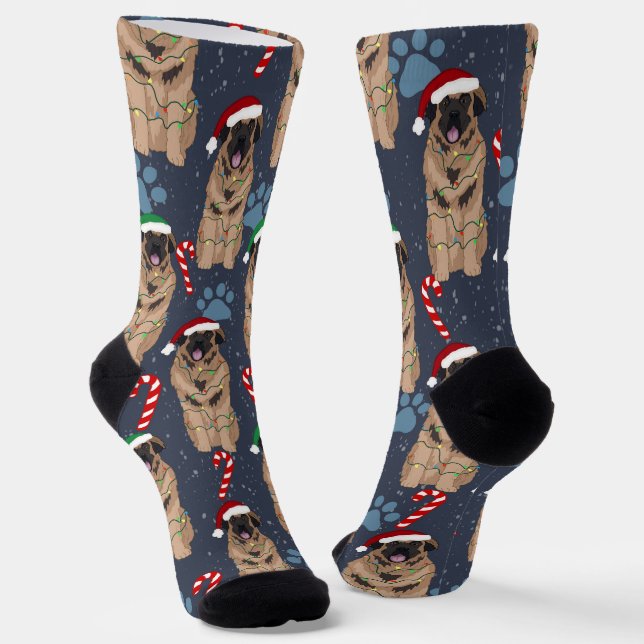 Christmas Leonberger  Socks (Angled)