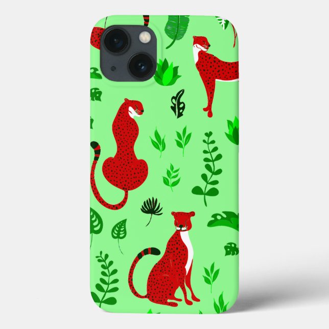 christmas leopard cheetah monstera plant Case-Mate iPhone case (Back)