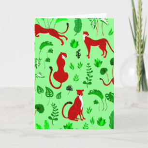 christmas leopard cheetah monstera plant invitation