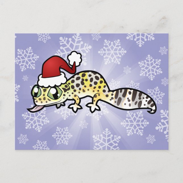 Christmas Leopard Gecko Holiday Postcard (Front)