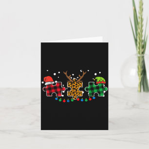 Christmas Leopard Plaid Puzzle Autism Xmas Men Wom Card