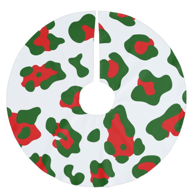 christmas leopard print brushed polyester tree skirt (Front)