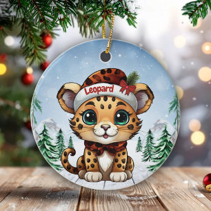 Christmas Leopard Spots Kitty Cat Lovers 🐆🐈🐾 Ceramic Tree Decoration