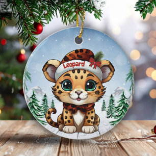 Christmas Leopard Spots Kitty Cat Lovers 🐆🐈🐾 Ceramic Tree Decoration
