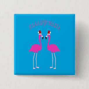 Christmas Lesbian Flamingos Flamingo Belles 15 Cm Square Badge