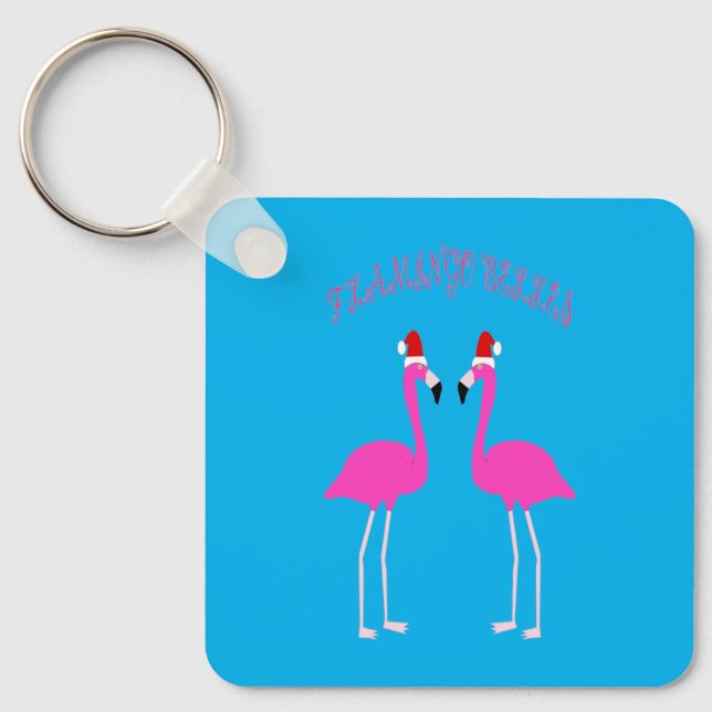 Christmas Lesbian Flamingos Flamingo Belles Custom Key Ring (Front)