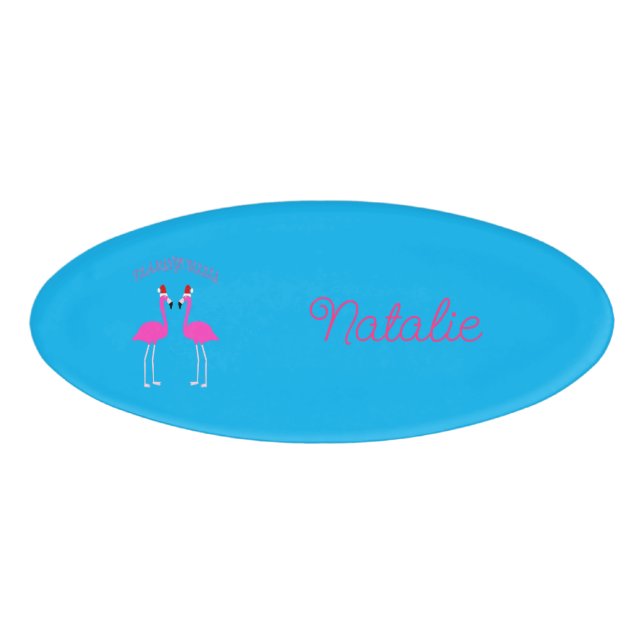 Christmas Lesbian Flamingos Flamingo Belles Custom Name Tag (Front)