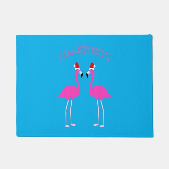 Christmas Lesbian Flamingos Flamingo Belles Doormat (Front)