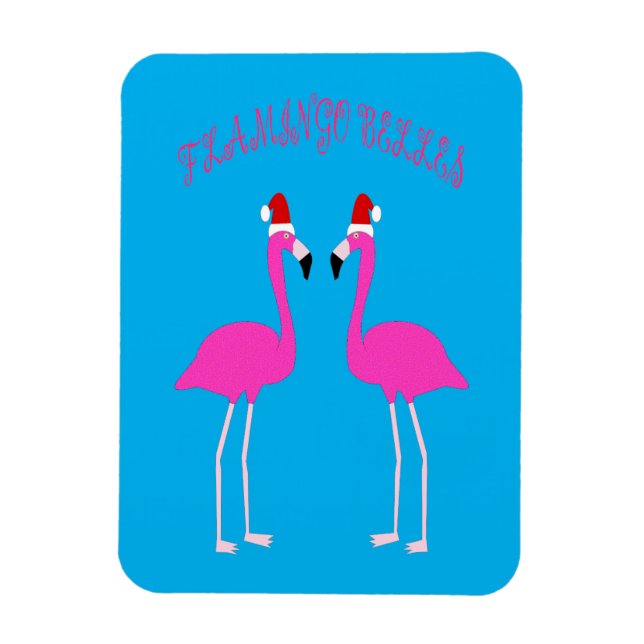Christmas Lesbian Flamingos Flamingo Belles Magnet (Vertical)