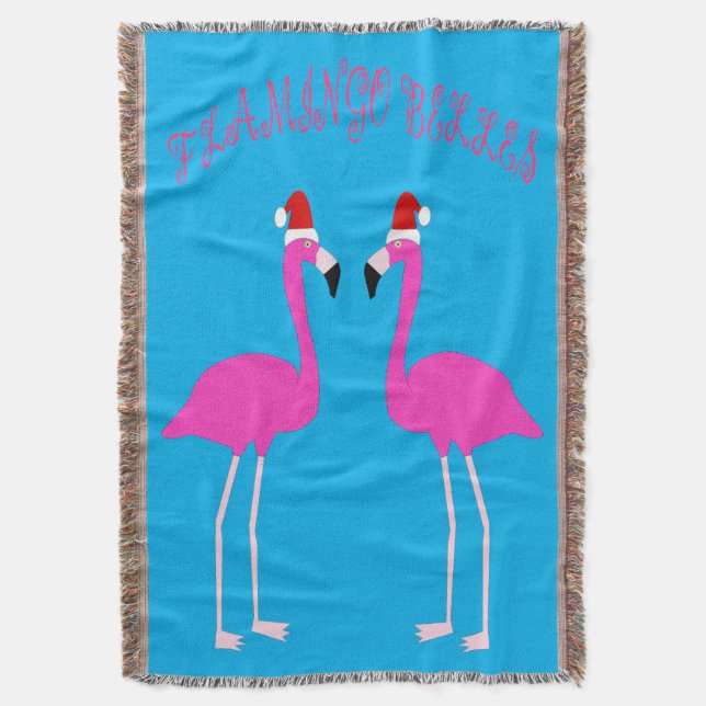 Christmas Lesbian Flamingos Flamingo Belles Throw Blanket (Front Vertical)