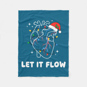 Christmas Let It Flow Cardiac Heart Funny Nurse Ho Fleece Blanket