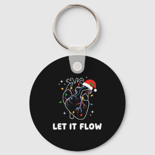 Christmas Let It Flow Cardiac Heart Funny Nurse Ho Key Ring