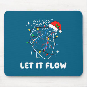 Christmas Let It Flow Cardiac Heart Funny Nurse Ho Mouse Pad