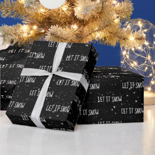 Christmas LET IT SNOW Text On Snowflakes  Wrapping Paper
