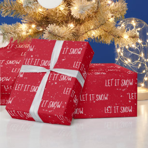 Christmas LET IT SNOW Text On Snowflakes Wrapping Paper