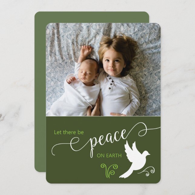 Christmas Let There Be Peace Custom Photo  Holiday Card (Front/Back)