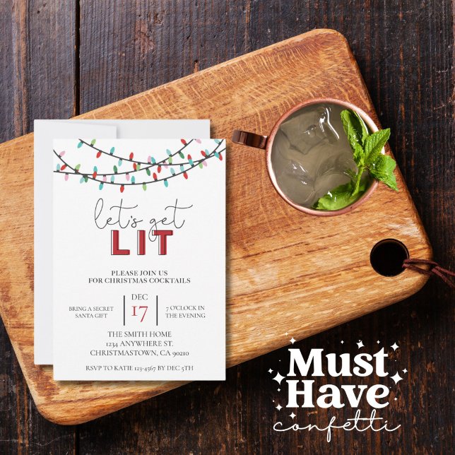 Christmas Let's Get Lit Cocktail Party Invitation (Creator Uploaded)