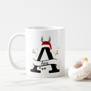Christmas Letter A Initial – Festive Holiday Desig Coffee Mug