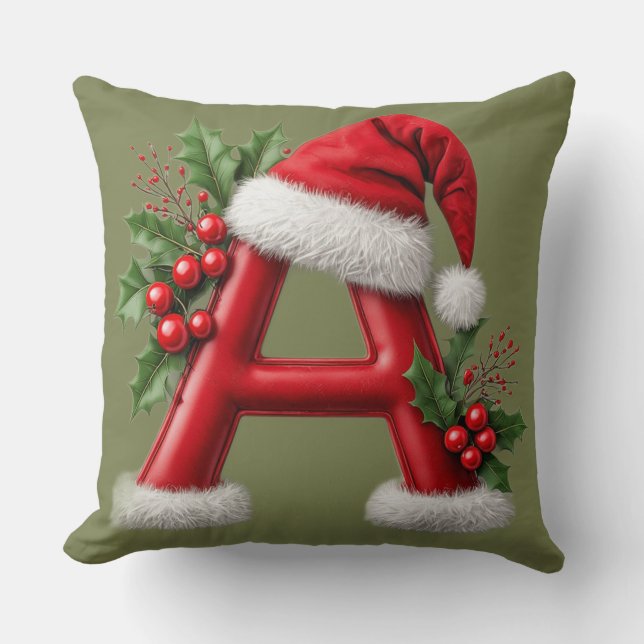 🎄 Christmas Letter A Monogram Decor For Home 🎅 Cushion (Front)