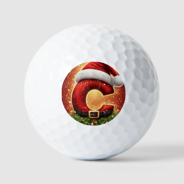Christmas Letter C Monogram Festive Decor Golf Balls (Front)