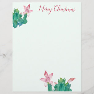 Christmas Letter Cactus Plant Holiday Writing Custom Letterhead