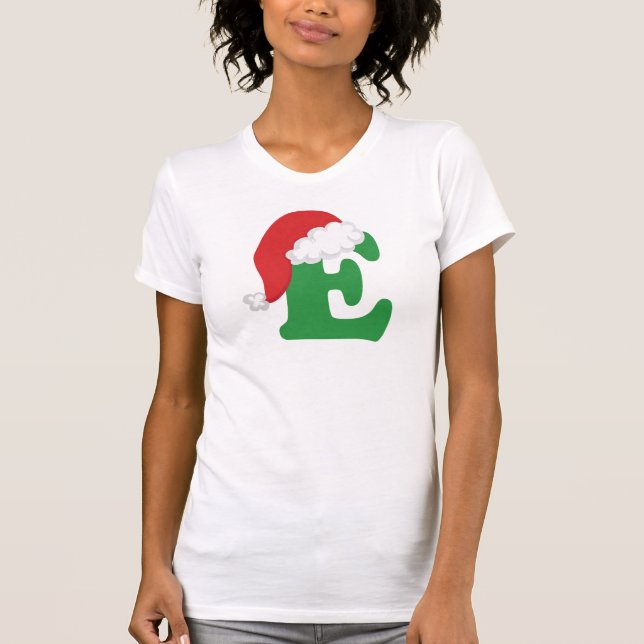 Christmas Letter E Alphabet T-Shirt (Front)