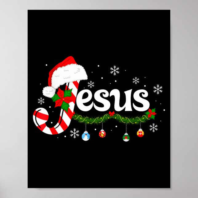 Christmas Letter J For Jesus Christian Candy Cane  Poster (Front)