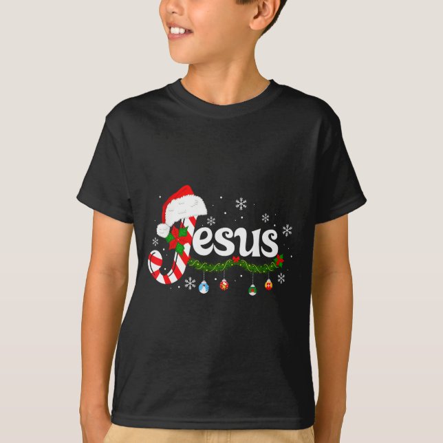 Christmas Letter J For Jesus Christian Candy Cane  T-Shirt (Front)