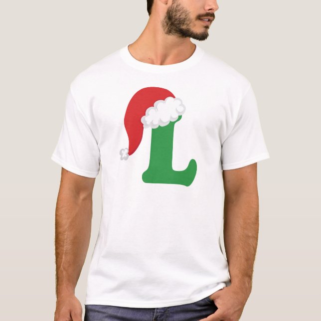 Christmas Letter L Alphabet T-Shirt (Front)