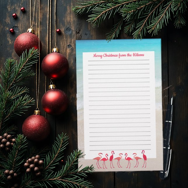 Christmas Letter Lined Paper Flamingos Design (Creator Uploaded)