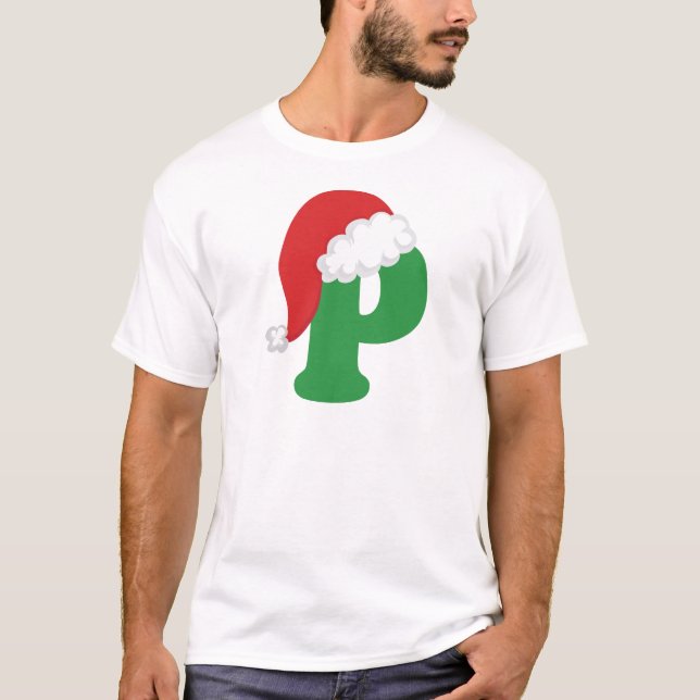 Christmas Letter P Alphabet T-Shirt (Front)