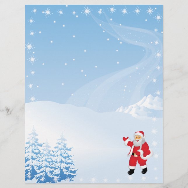 Christmas Letter Paper - Santa Waving (Front)
