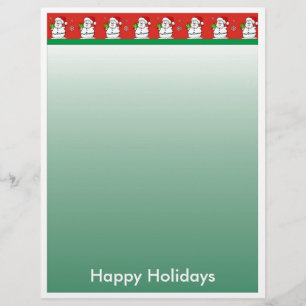 Christmas Letter Paper - Snowman Border