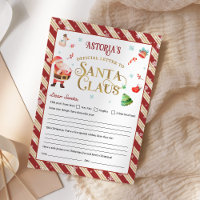 Christmas Letter To Santa Claus Personalised