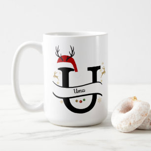 Christmas Letter U Alphabet  Coffee Mug
