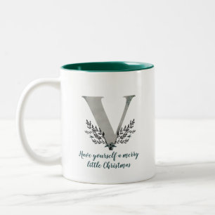 Christmas Letter V Alphabet Coffee Mug