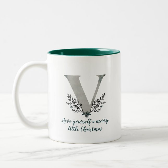 Christmas Letter V Alphabet Coffee Mug (Left)
