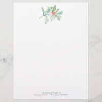 Christmas Letterhead Festive Watercolor Greenery