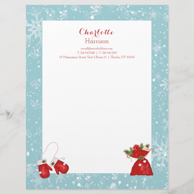 Christmas Letters Traditional Festive Personalised Custom Letterhead (Front)