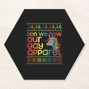 Christmas LGBT Don We Now Our Gay Apparel Rainbow Paper Coaster