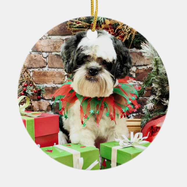 Christmas - Lhasa Apso - Parker Ceramic Tree Decoration (Front)