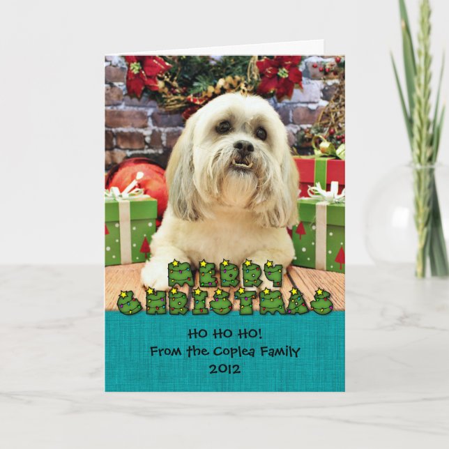 Christmas - Lhasa Apso - Solo Holiday Card (Front)