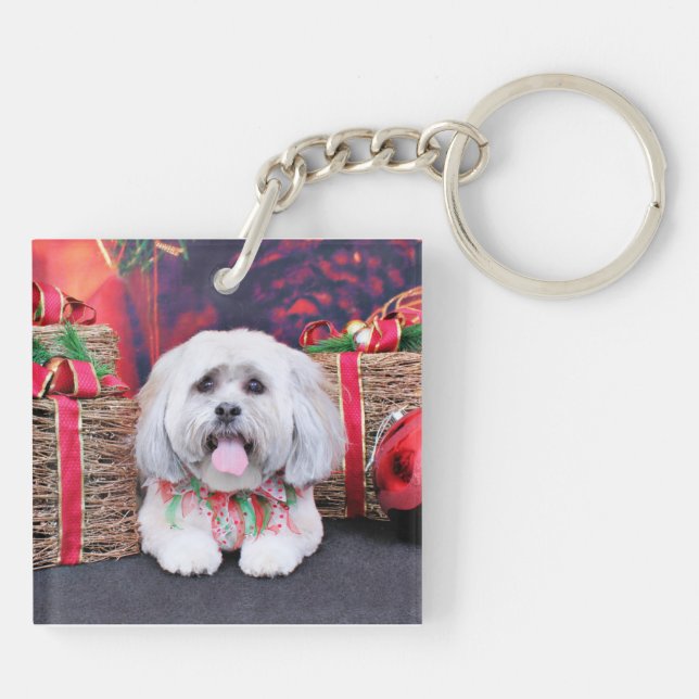 Christmas - Lhasa Apso - Solo Key Ring (Back)